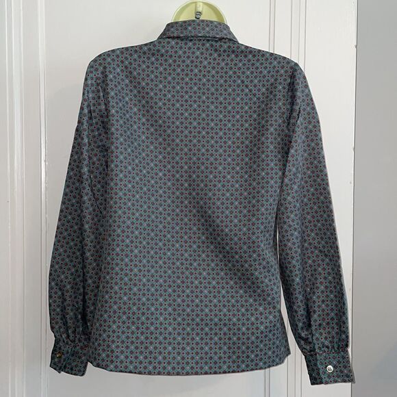 Vtg 70s/80s You-nique green paisley print button down shirt - Picture 5 of 8